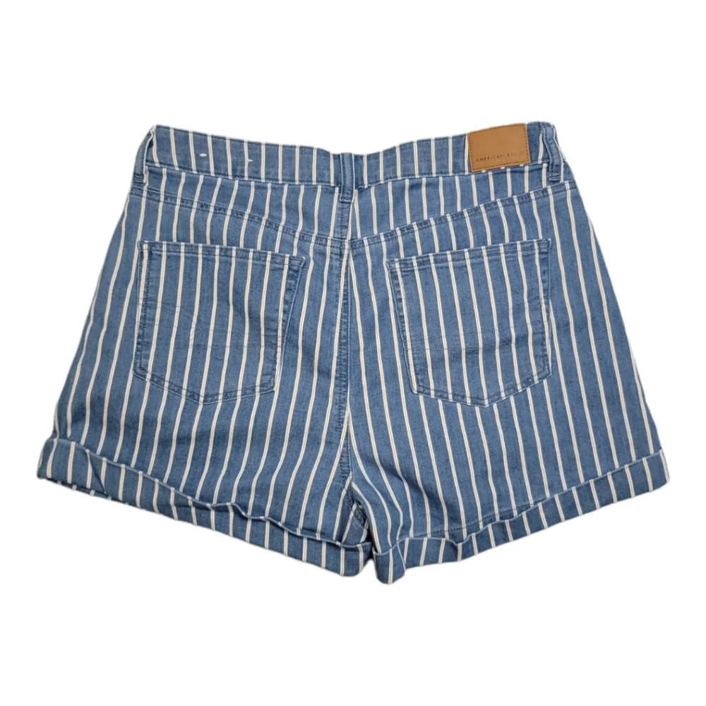 American Eagle Striped Mom Shorts Size 8‎ Blue White Summer Vacation Preppy